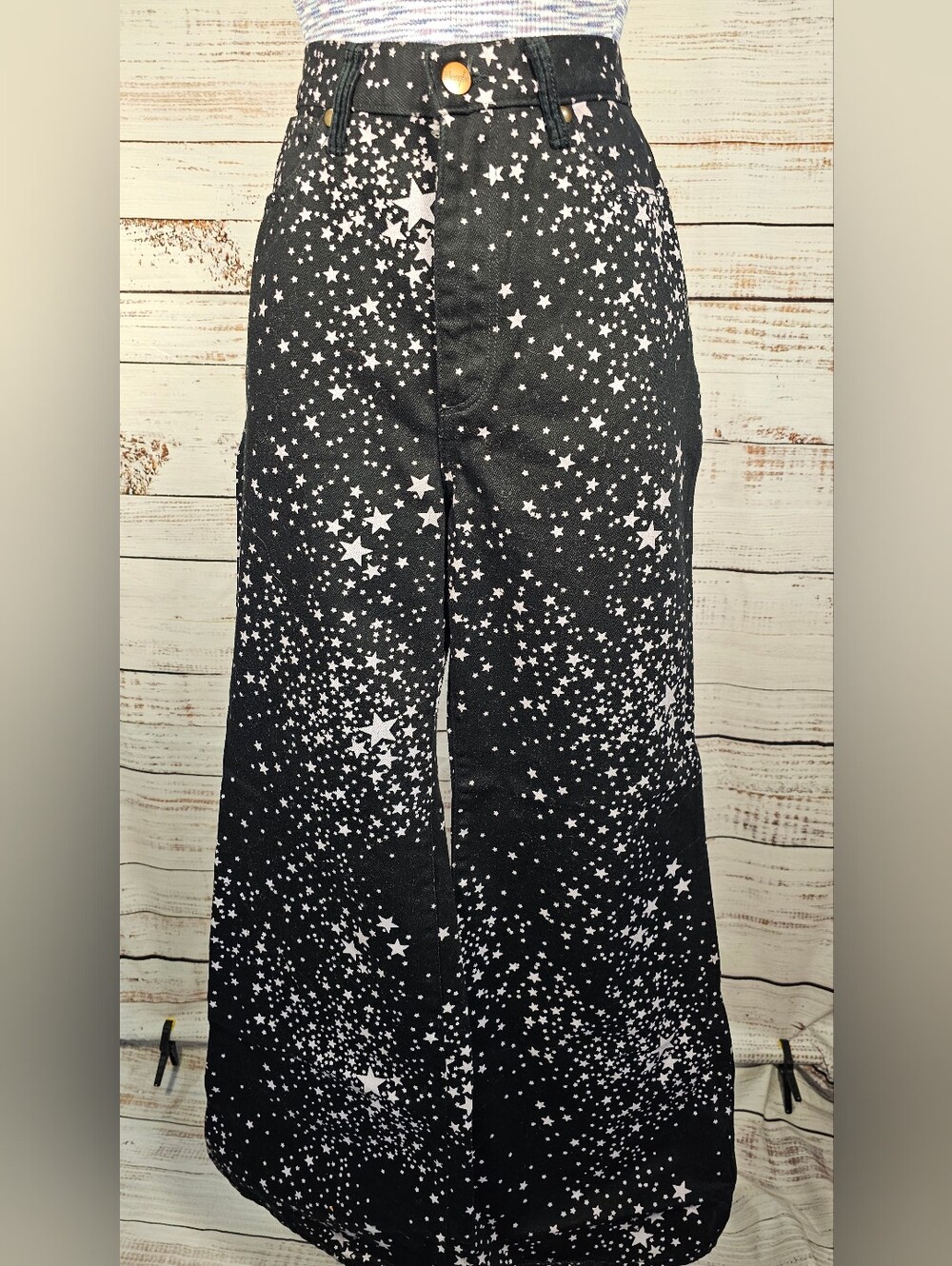 Wrangler Wanderer 622 Star Struck High Rise Flare Jeans 27x32 Black Pink